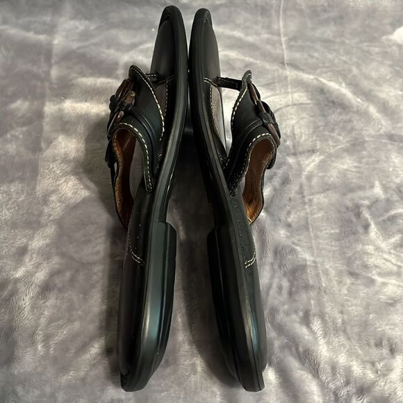 Born Women's Black Leather 3 Discs Slide On Thong Sandals - Picture 7 of 9